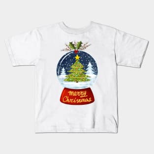 Snow Globe Merry Christmas Kids T-Shirt